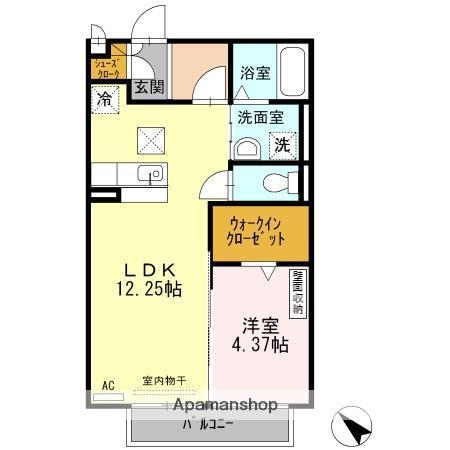 コージーコートⅡ(1LDK/1階)の間取り写真