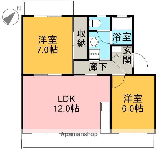 富士インタープレイスA(2LDK/4階)の間取り写真