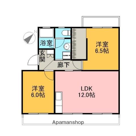 富士インタープレイスA(2LDK/2階)の間取り写真