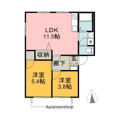 サニーコートA(2LDK/2階)の間取り写真