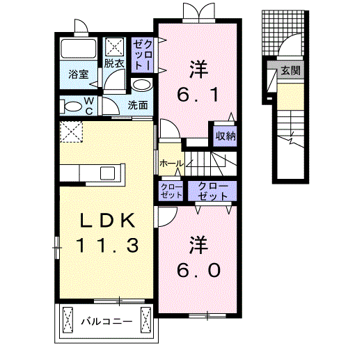 メゾン・ド・エスポワール(2LDK/2階)の間取り写真