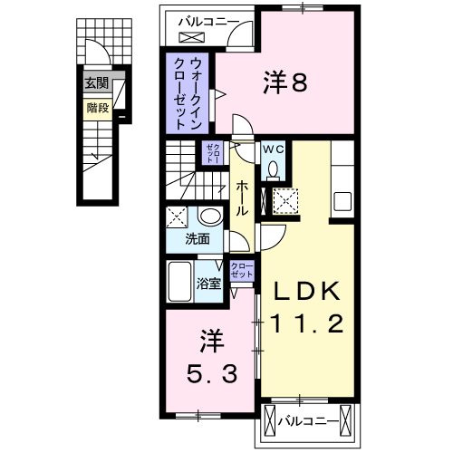 シエル アンジュⅡ(2LDK/2階)の間取り写真