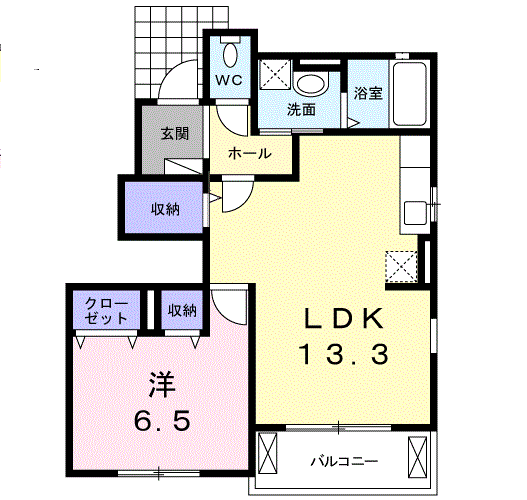 モンターニュ トロワ(1LDK/1階)の間取り写真