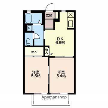 タウンハウス美里 G(2DK/2階)の間取り写真