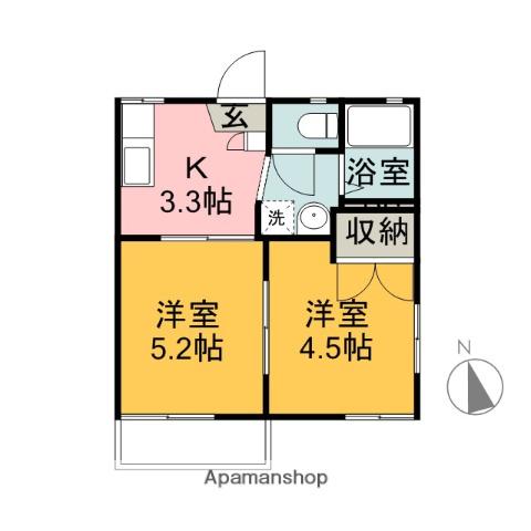 ベルウッド B(2K/2階)の間取り写真