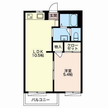 ヒルサイドテラス B(2DK/1階)の間取り写真