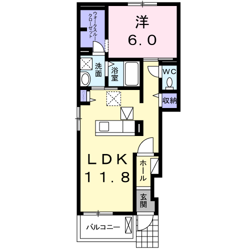 グリーンヒルズ(1LDK/1階)の間取り写真