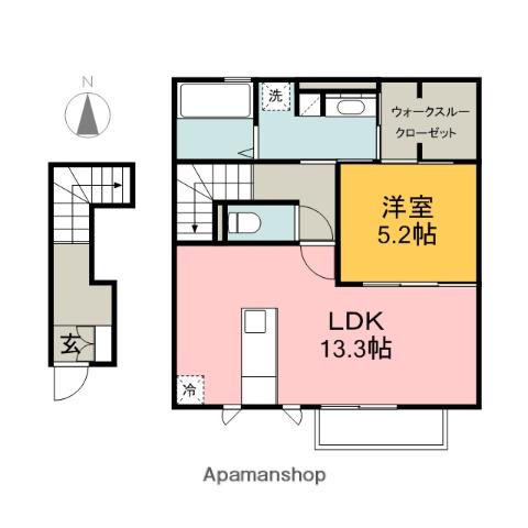 ドエル・グレイス(1LDK/2階)の間取り写真