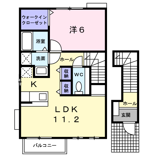 サンライズA(1LDK/2階)の間取り写真