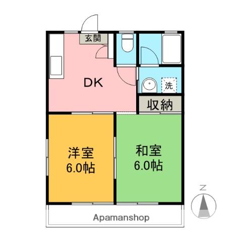 光宝ハイツB(2DK/1階)の間取り写真