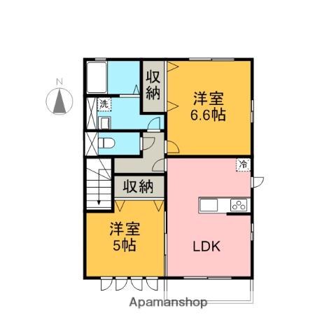 ベルフィラート(2DK/2階)の間取り写真