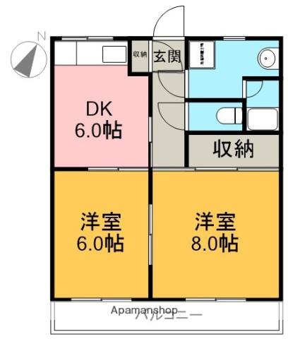 グランディアⅡ(2DK/1階)の間取り写真