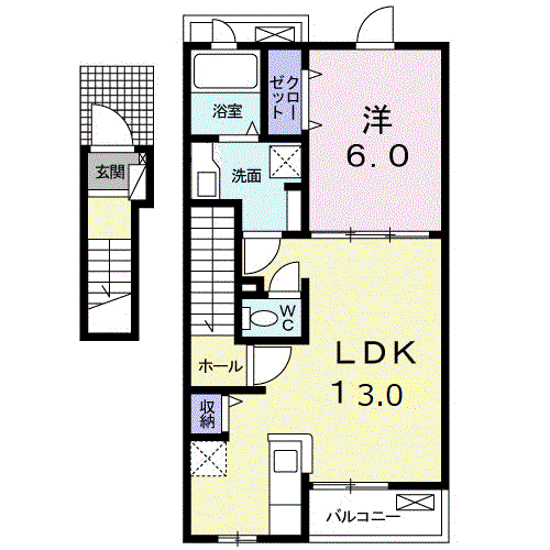 マウントオータムⅡ(1LDK/2階)の間取り写真