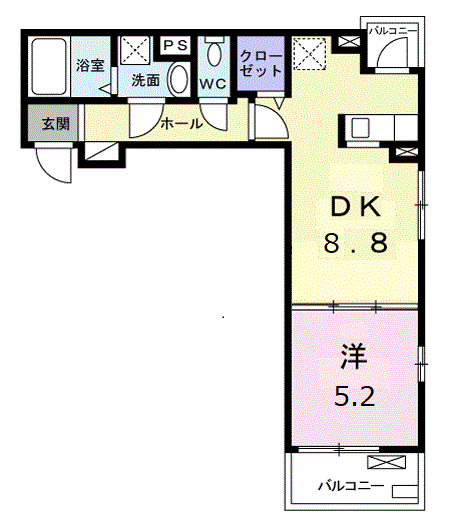 コンフォール(1DK/3階)の間取り写真