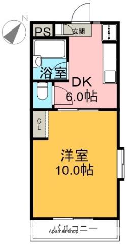 鈴信マンション(1DK/2階)の間取り写真
