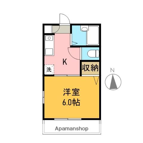 ルミエール峰(1K/2階)の間取り写真