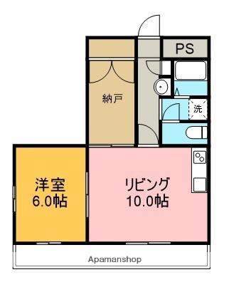 コーポラス神山Ⅲ(1SLDK/2階)の間取り写真