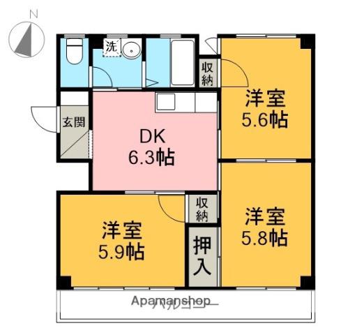 サンシャイン大塚(3DK/2階)の間取り写真