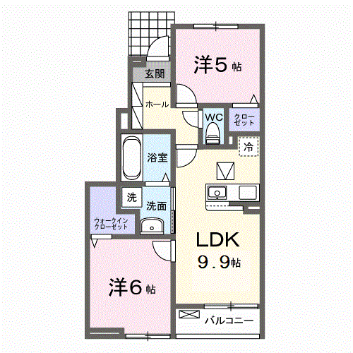 クベーラA(2LDK/1階)の間取り写真
