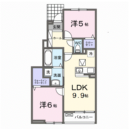 クベーラA(2LDK/1階)の間取り写真