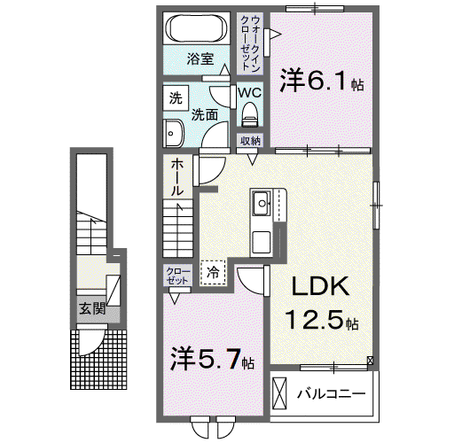スカイグランデⅡ(2LDK/2階)の間取り写真
