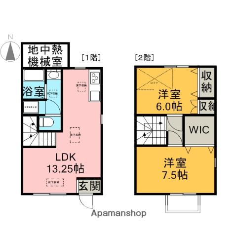 ウエストテイル川久保(2LDK/1階)の間取り写真