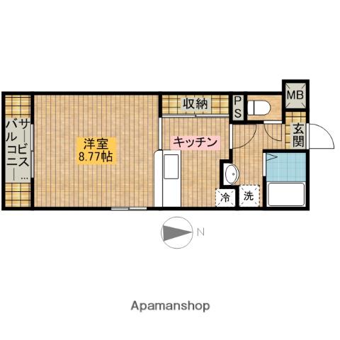 Hアース(1K/3階)の間取り写真