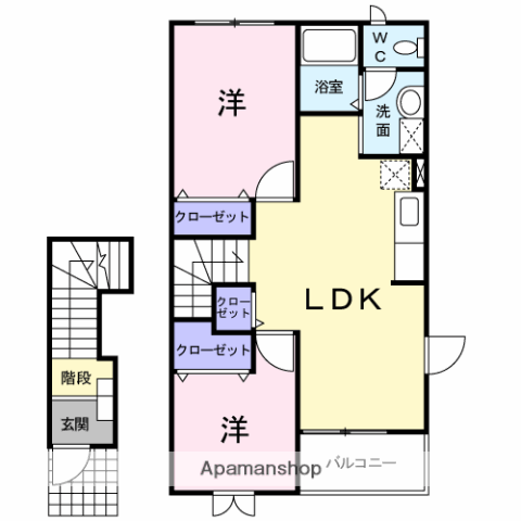 ARKADIA舞阪B(2LDK/2階)の間取り写真