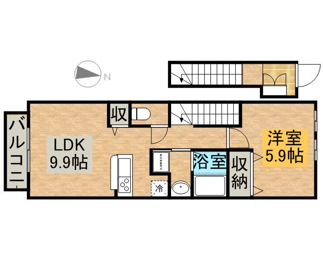 プリエール(1LDK/2階)の間取り写真