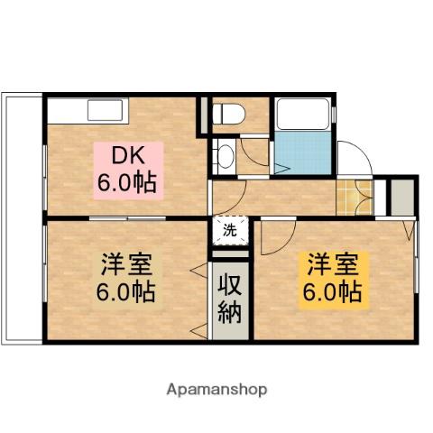 サンセール A棟(2DK/1階)の間取り写真