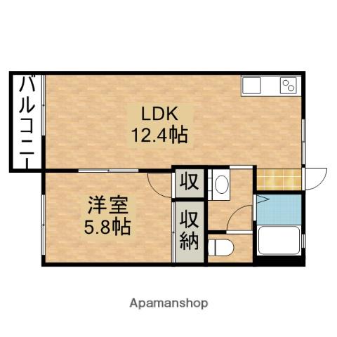 フレグランス可美B(1LDK/1階)の間取り写真