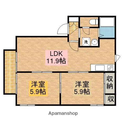 ディアスMOMO(2LDK/2階)の間取り写真