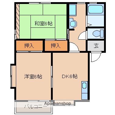 ファミールF(2DK/2階)の間取り写真