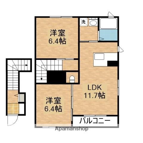東海道本線 舞阪駅 徒歩10分 2階建 築21年(2LDK/2階)の間取り写真