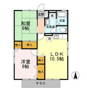 セジュール大山(2LDK/1階)の間取り写真