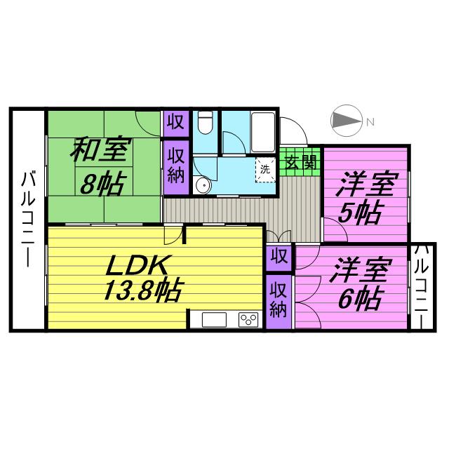 さくらハイツ(3LDK/3階)の間取り写真