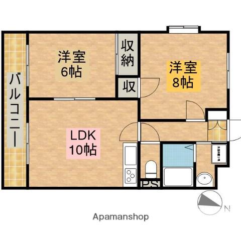 ヴィルヌーブ佐鳴台(2LDK/3階)の間取り写真