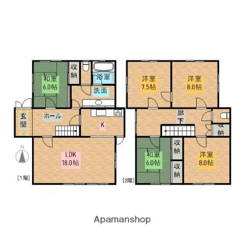 東海道本線 浜松駅 バス乗車時間：40分 志都呂バス停で下車 徒歩5分 2階建 築45年(5LDK)の間取り写真