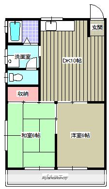 カクサン可美タウンⅡ(2LDK/2階)の間取り写真