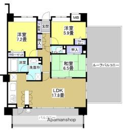 ウィスティリア鴨江(3LDK/8階)の間取り写真