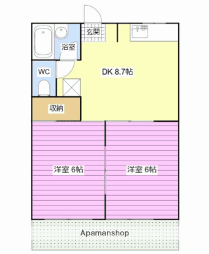 ザ・サナルONE(2DK/2階)の間取り写真