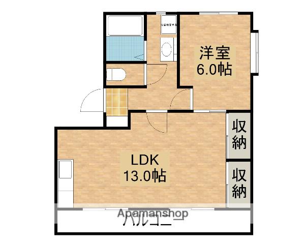 ハーベスト伊藤(1LDK/3階)の間取り写真