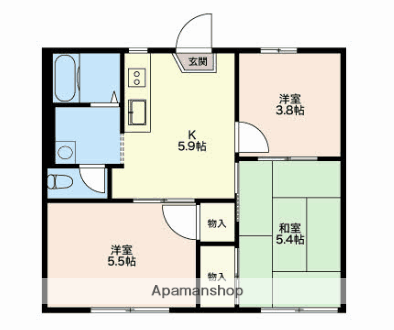 テラス南平台(3K/2階)の間取り写真
