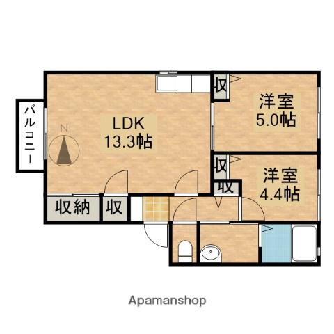 コーポ潮鳴(2LDK/2階)の間取り写真