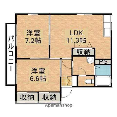 ディアス・ブリッツァB(2LDK/2階)の間取り写真