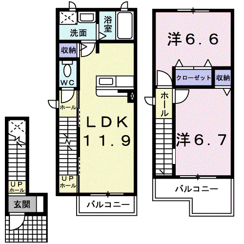 リラ・トーリ(2LDK/2階)の間取り写真