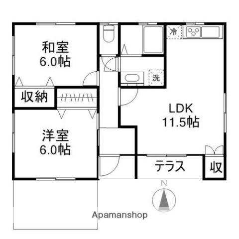 東海道本線 浜松駅 徒歩84分 1階建 築27年(2LDK)の間取り写真