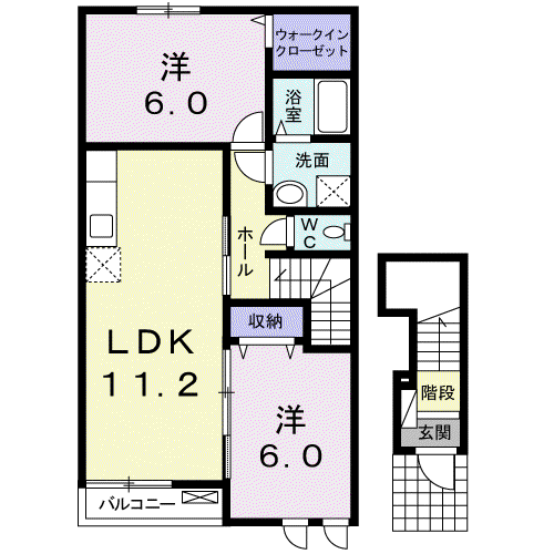 ル・シュマン(2LDK/2階)の間取り写真