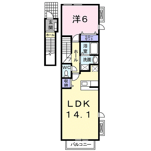 MステージⅢ(1LDK/2階)の間取り写真