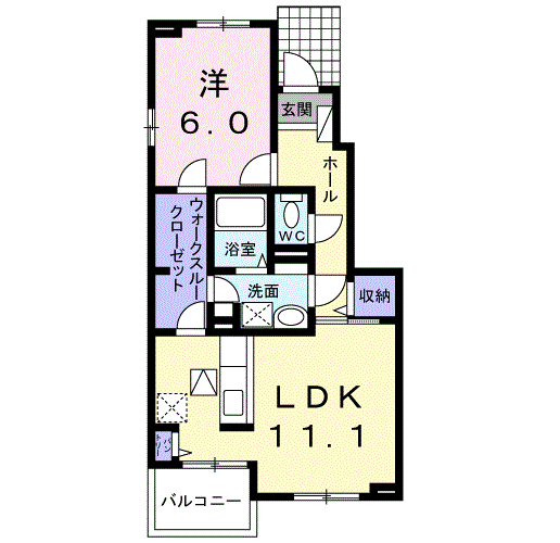 プリムローズⅢ(1LDK/1階)の間取り写真